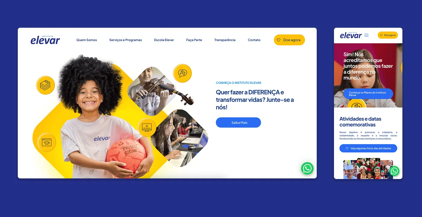 The Elevar website on desktop and mobile