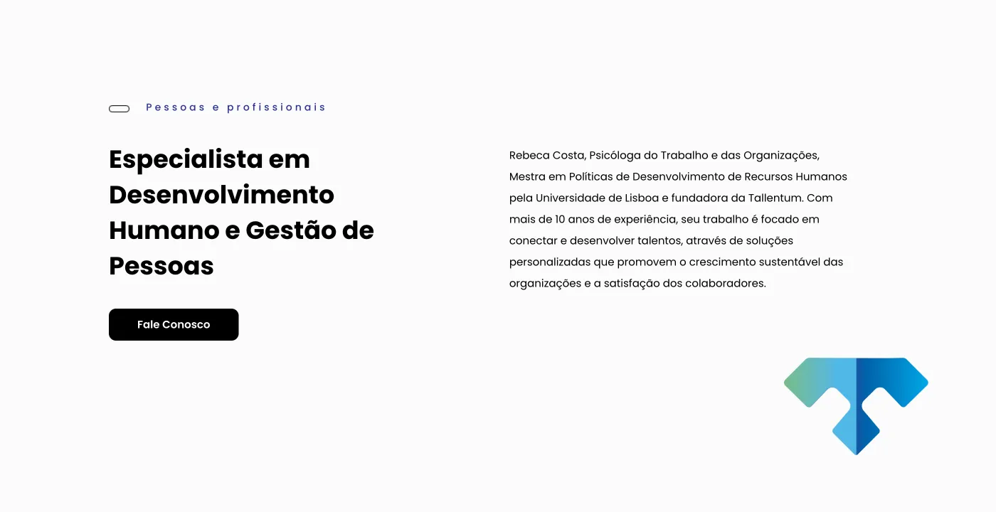 Section about the specialist in human development and people management